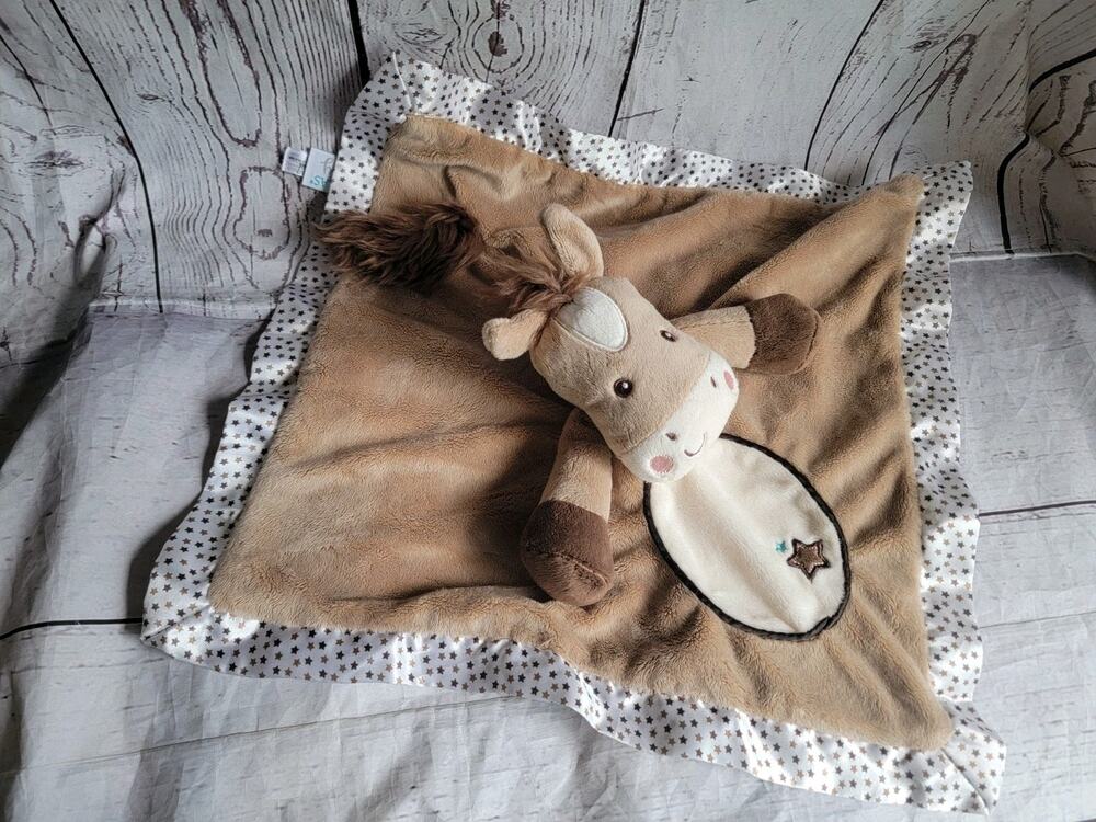 Douglas Baby Plush Pony Horse Lovey Satin Trim Star Security Blanket 15"